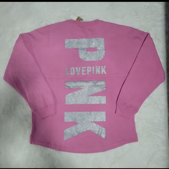 VS PINK Varsity Crewneck Sweatshirt with Glitter Logo - Picture 8 of 9